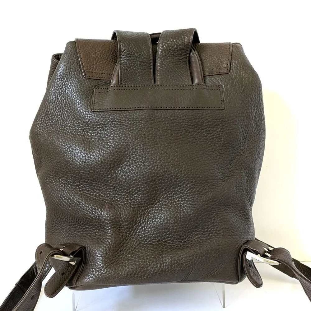 Eddie Bauer Leather Backpack Rucksack Brown Pebbled Bookbag Gorpcore 90s Vintage